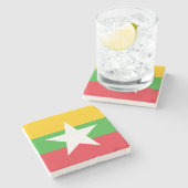 Myanmar Flag Stenen Onderzetter (Zijkant)