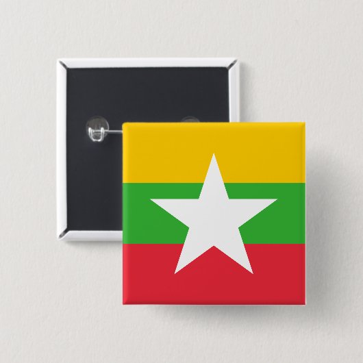 Myanmar Flag Vierkante Button 5,1 Cm (Voorkant /achterkant)