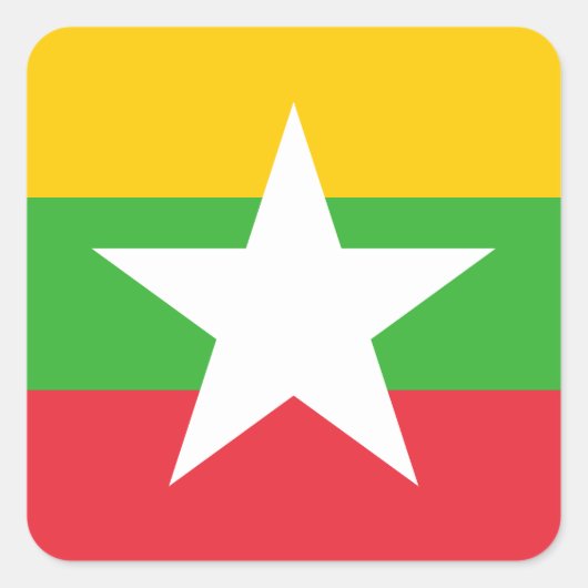 Myanmar Flag Vierkante Sticker (Voorkant)