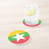 Myanmar Flag Zandsteen Onderzetter (Zijkant)