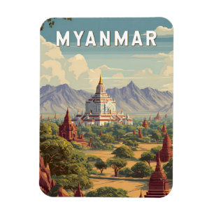 Myanmar Illustratie Reis Kunst Vintage Magneet