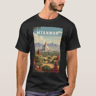 Myanmar Illustratie Reis Kunst Vintage T-shirt