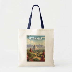 Myanmar Illustratie Reis Kunst Vintage Tote Bag