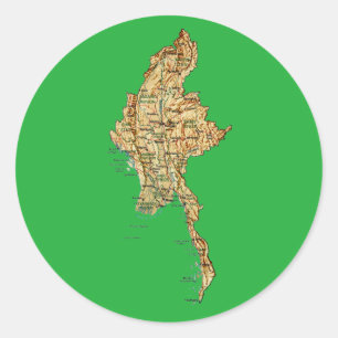 Myanmar Kaartsticker Ronde Sticker
