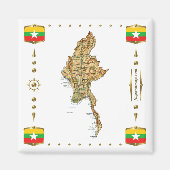 Myanmar Map + Flags Magnet (Voorkant)