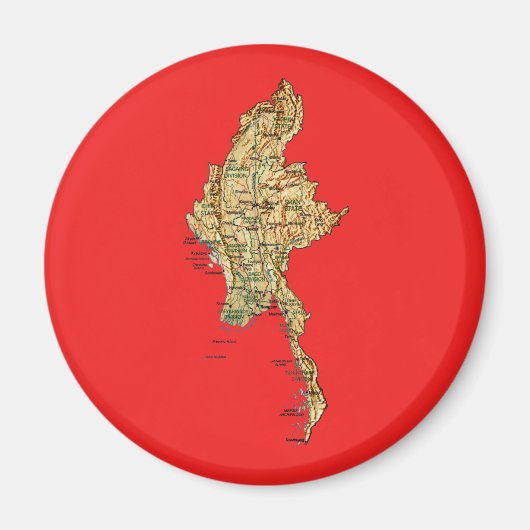 Myanmar Map Magnet (Voorkant)