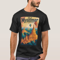 Myanmar Pagoda's Illustratie Reis Kunst Vintage