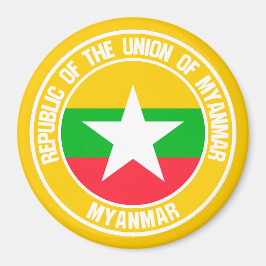 Myanmar Rond Embleem Magneet (Voorkant)