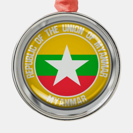 Myanmar Round Emblem Metalen Ornament (Voorkant)
