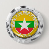 Myanmar Round Emblem Ronde Button 7,6 Cm (Voorkant)