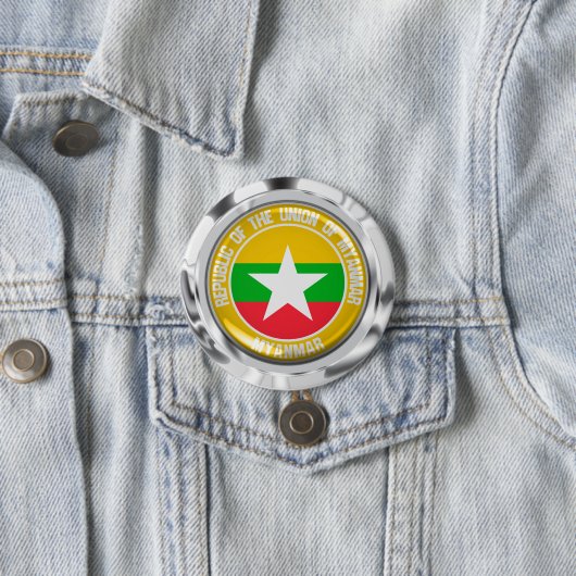 Myanmar Round Emblem Ronde Button 7,6 Cm (In situ)