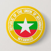 Myanmar Round Emblem Ronde Button 7,6 Cm (Voorkant)