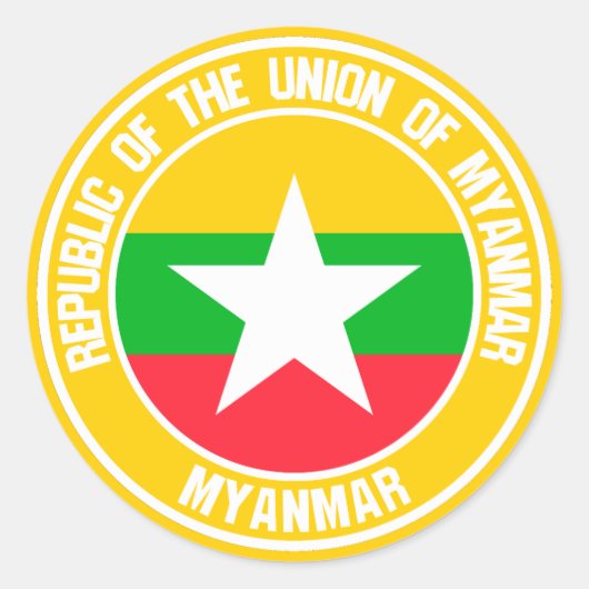 Myanmar Round Emblem Ronde Sticker (Voorkant)