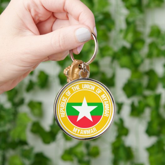 Myanmar Round Emblem Sleutelhanger (Hand)