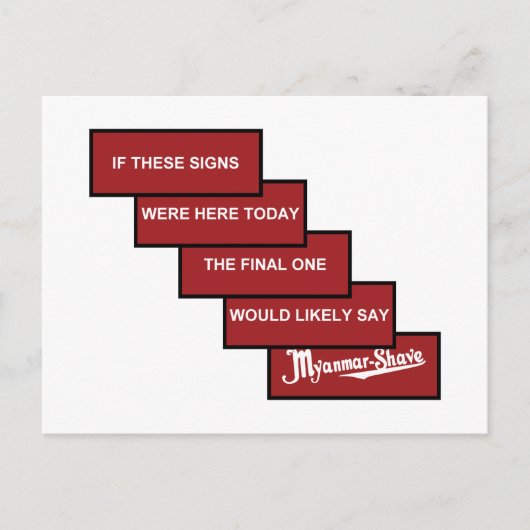 Myanmar-Shave - geactualiseerd Birma-Shave Briefkaart (Voorkant)