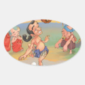 Myanmar Traditional Chinlone Ovale Sticker (Voorkant)