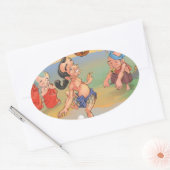 Myanmar Traditional Chinlone Ovale Sticker (Envelop)