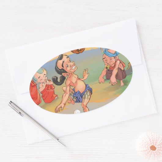 Myanmar Traditional Chinlone Ovale Sticker (Envelop)