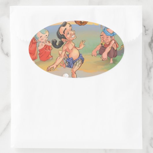 Myanmar Traditional Chinlone Ovale Sticker (Tas)