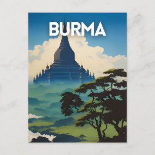 Myanmar Travel Poster Briefkaart