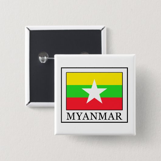 Myanmar Vierkante Button 5,1 Cm (Voorkant /achterkant)
