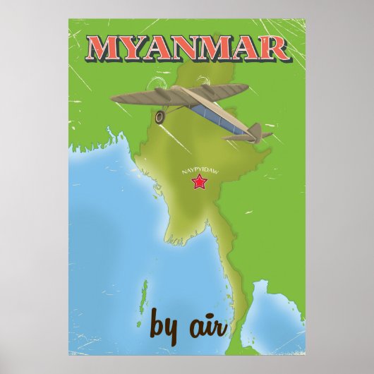 Myanmar vintage reisposter poster (Voorkant)