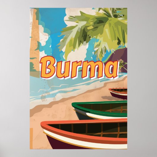 Myanmar Vintage vakantieposter Poster (Voorkant)
