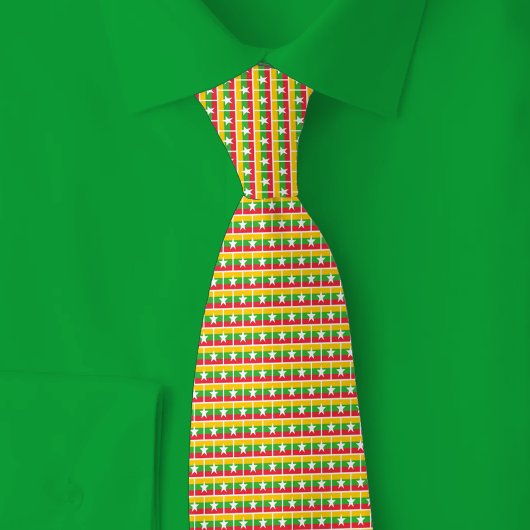 Myanmar Vlag Baksteenpatroon Stropdas