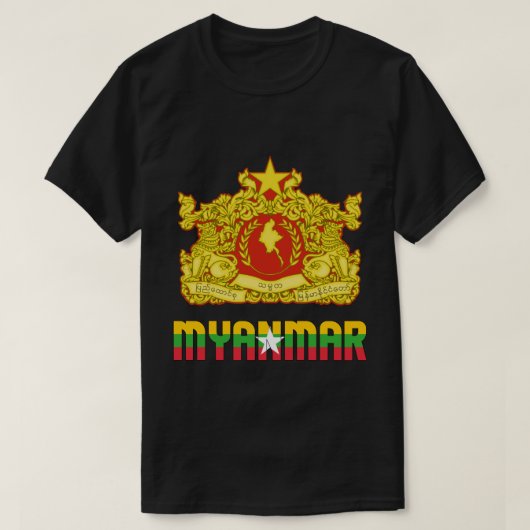 Myanmar vlag en wapenschild t-shirt (Design voorkant)