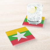 Myanmar-vlag Glazen Onderzetter (Schuin)