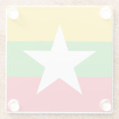 Myanmar-vlag Glazen Onderzetter (Achterkant)