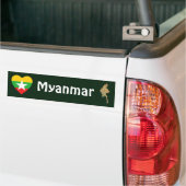 Myanmar-vlag hart + kaart bumpersticker (Op Truck)