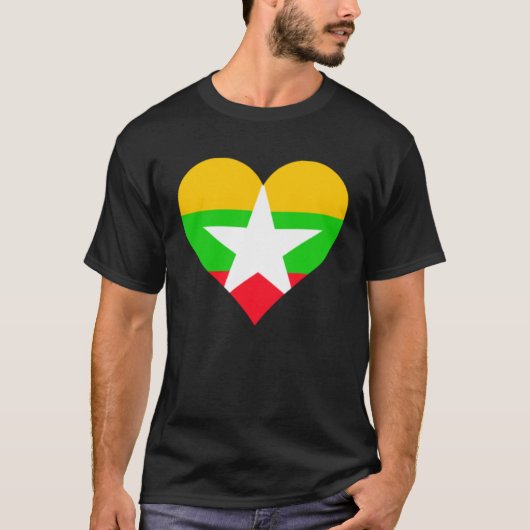 Myanmar Vlag Hart Myanmar Liefde Myanmar T-shirt (Voorkant)