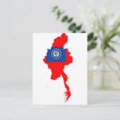 Myanmar vlag-kaart briefkaart (Staand voorkant)