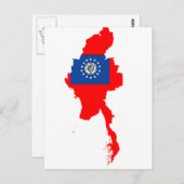 Myanmar vlag-kaart briefkaart (Voorkant / Achterkant)
