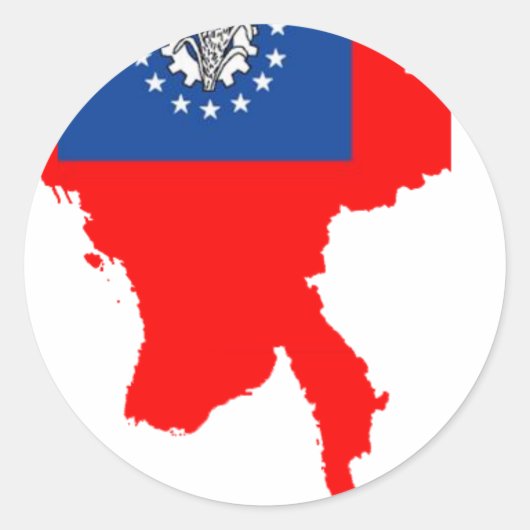 Myanmar vlag kaart ronde sticker (Voorkant)