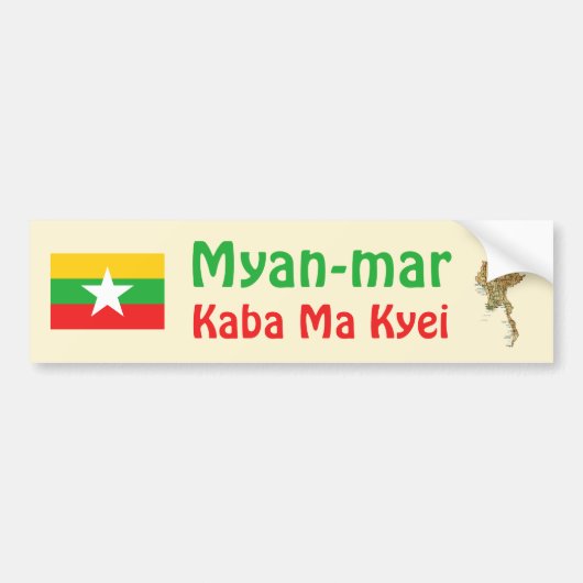 Myanmar Vlag + Landkaart Bumpersticker (Voorkant)