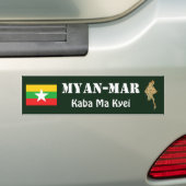 Myanmar Vlag + Landkaart Bumpersticker (Op auto)