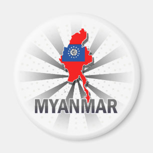 Myanmar vlag Map 2.0 Magneet