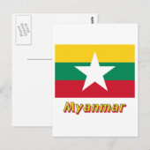 Myanmar vlag met naam  briefkaart (Voorkant / Achterkant)