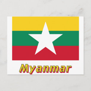 Myanmar vlag met naam  briefkaart