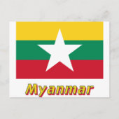 Myanmar vlag met naam  briefkaart (Voorkant)