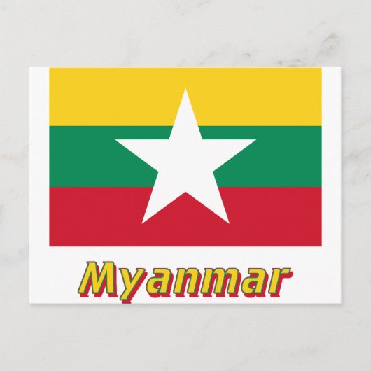 Myanmar vlag met naam  briefkaart (Voorkant)