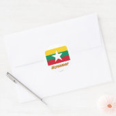 Myanmar vlag met naam ronde sticker (Envelop)