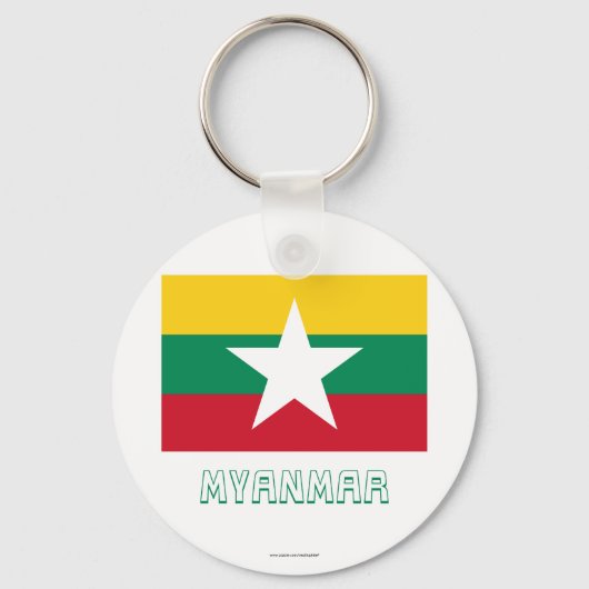 Myanmar vlag met naam sleutelhanger (Voorkant)