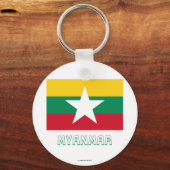 Myanmar vlag met naam sleutelhanger (Voorkant)