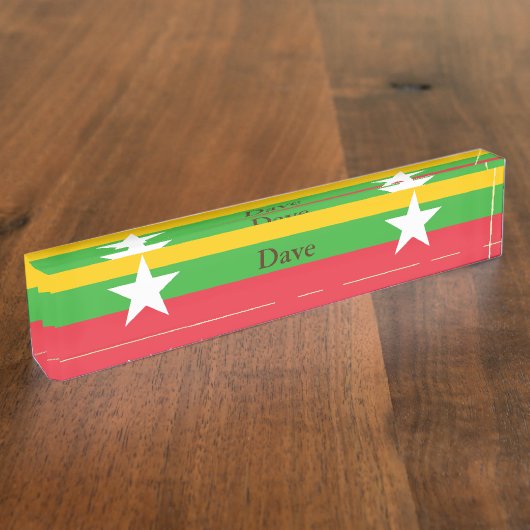 Myanmar-vlag Naambordje (Zijkant)