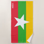 Myanmar Vlag Prachtig Patriotistisch Strandlaken (Voorkant)