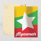 Myanmar-vlag reisposter briefkaart (Voorkant / Achterkant)
