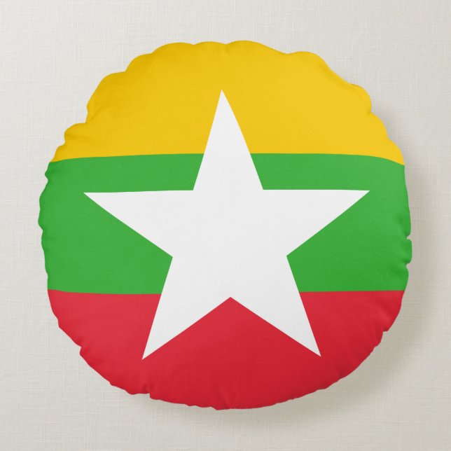 Myanmar-vlag Rond Kussen (Voorkant)